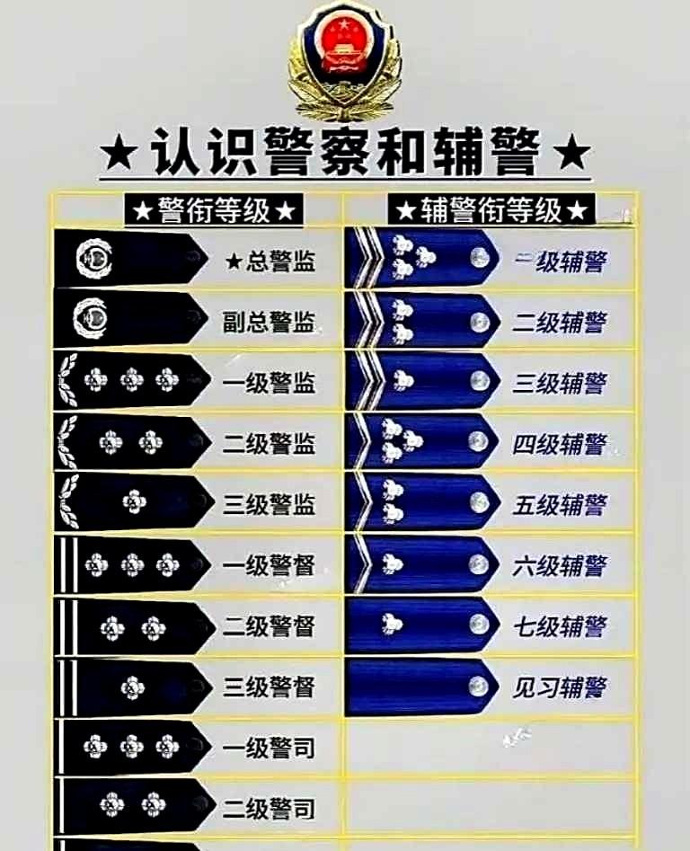 现在大家都知道警察有等级的警衔职务，实际上大家可能不知道。辅警的警衔也有区分的