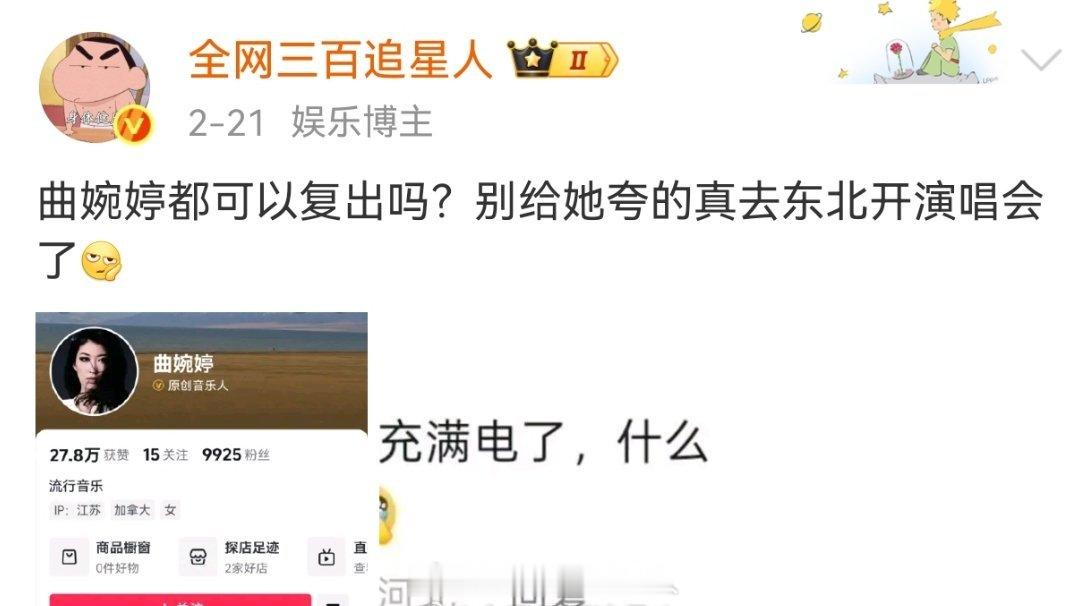 我就说吧曲婉婷真的会以为是夸她，不过她演唱会应该不会通过审批吧？