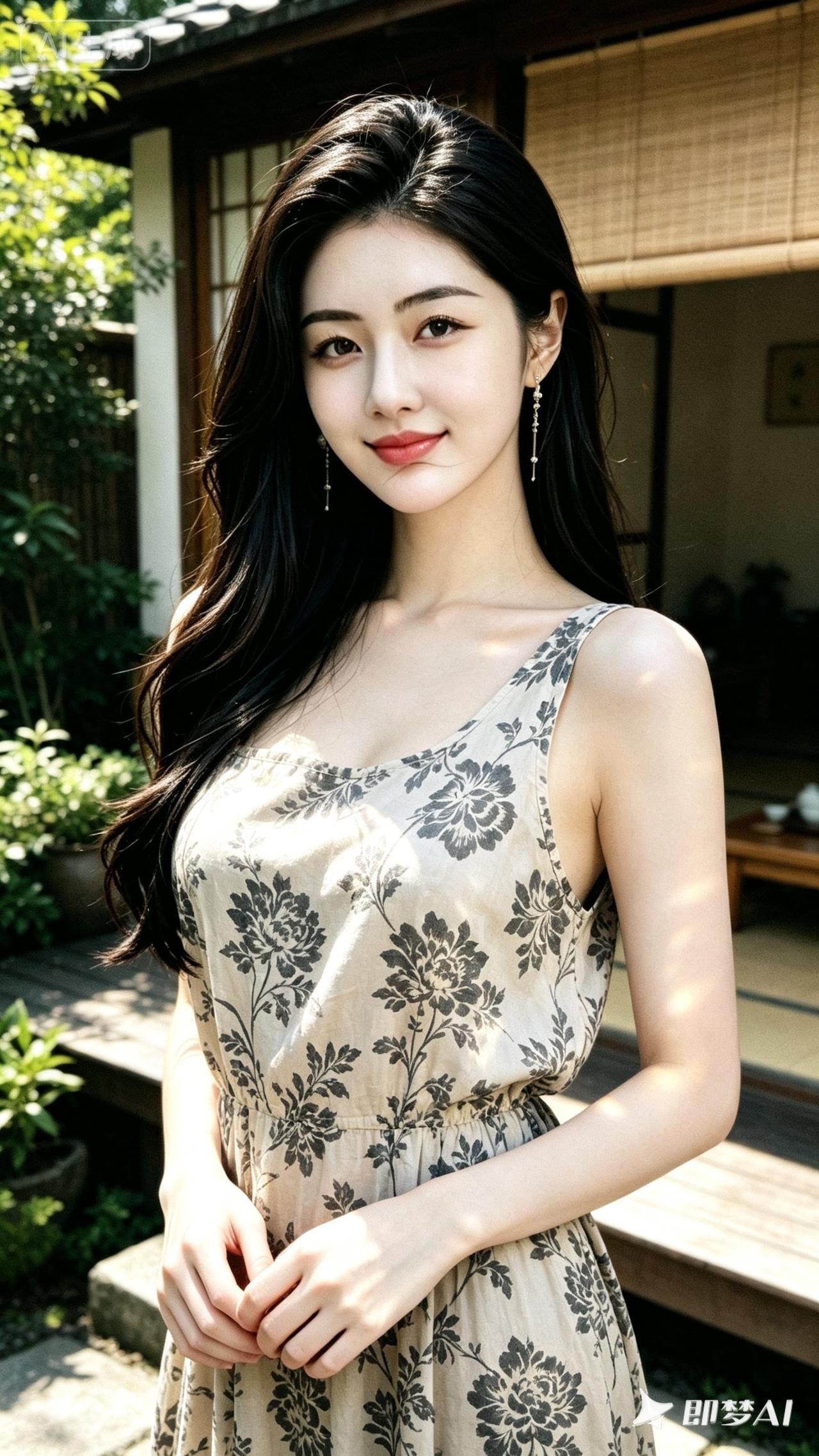 温柔花裙少女，夏日清新时光