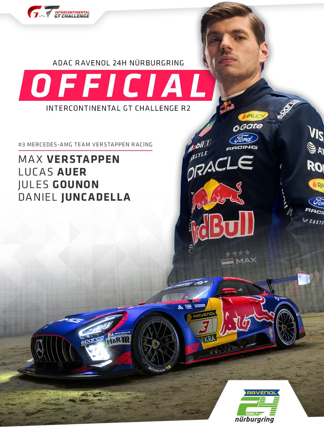 维斯塔潘确认将征战今年5月份举行的距离纽博格林24小时耐力赛！届时维斯塔潘将驾驶