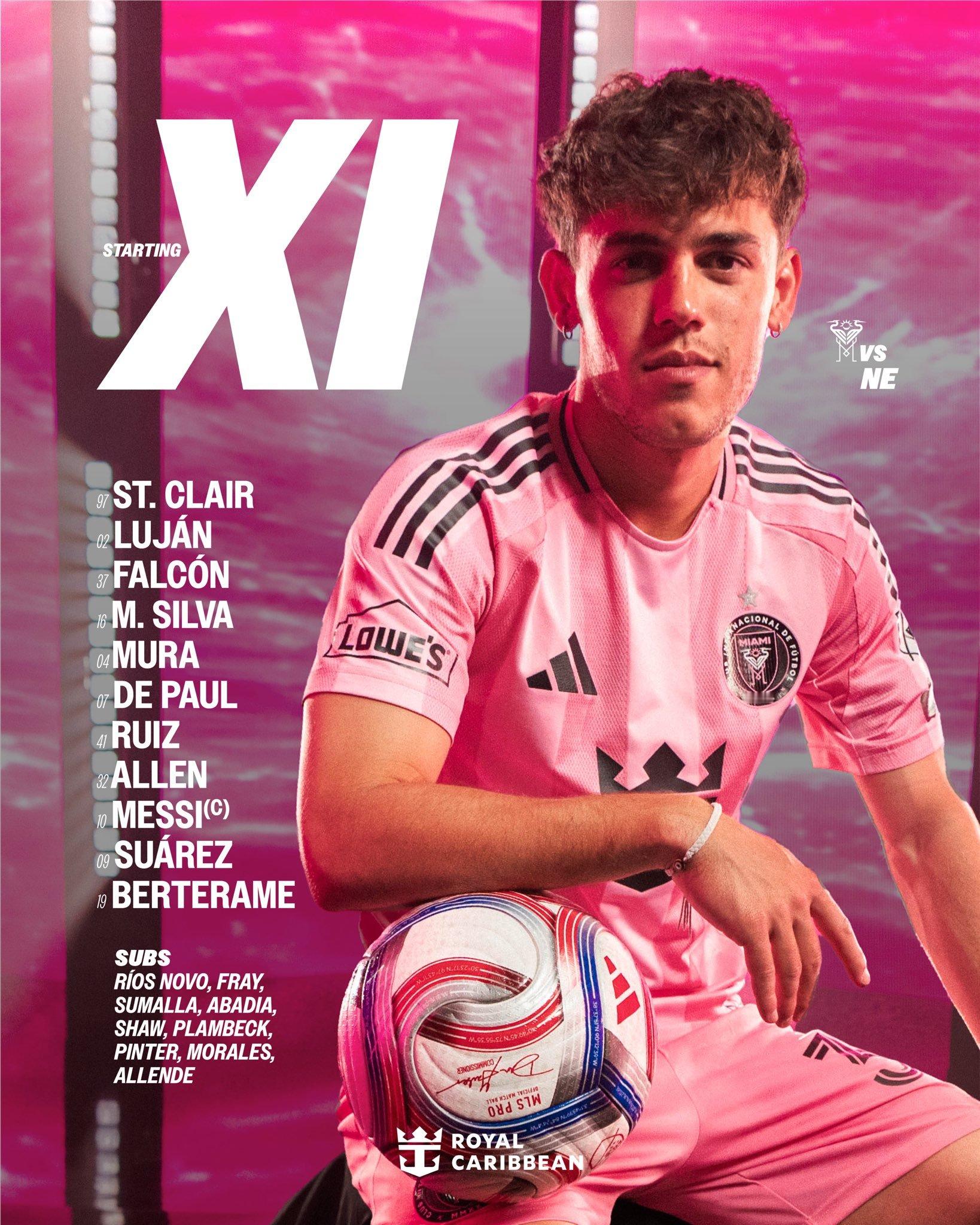 迈阿密国际首发阵容：戴恩·圣克莱尔，贡萨洛·卢扬，法尔孔，米卡埃尔，法昆多·穆拉