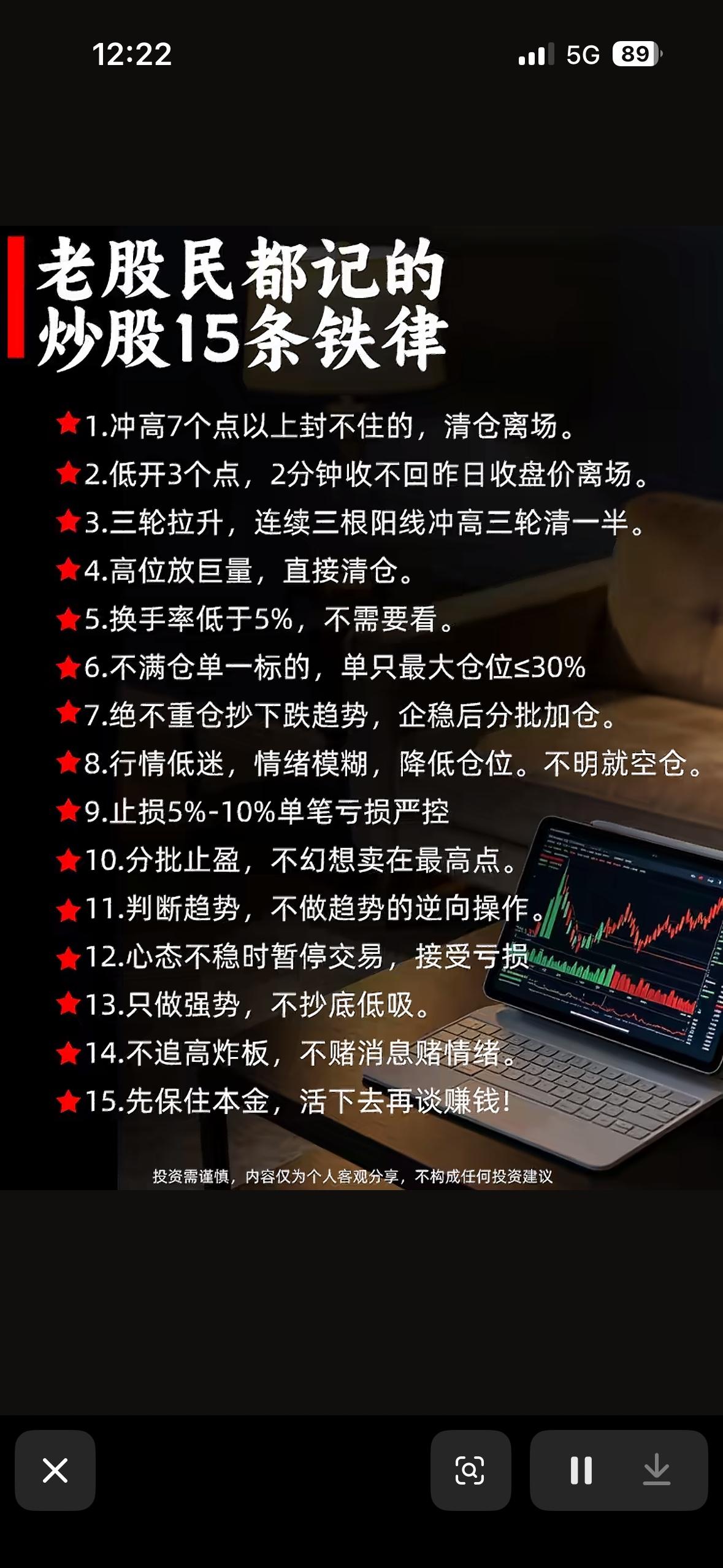 炒股有15条铁律，你都知道吗？炒股这么多年，见过太多把MACD、KDJ背得滚
