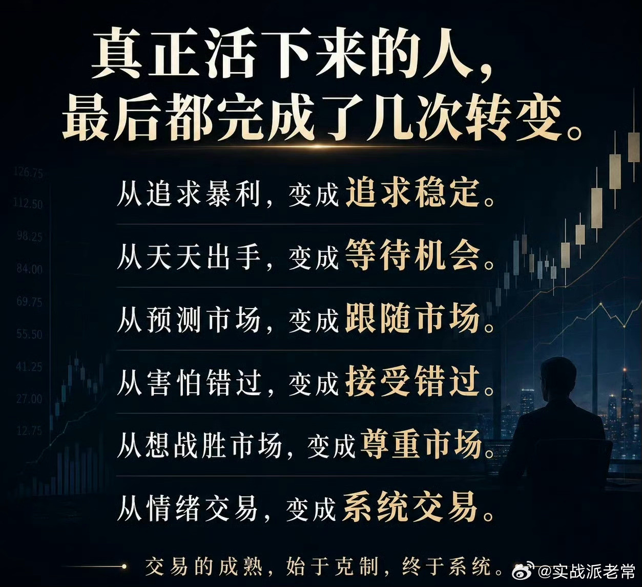 能在市场中长期立足的交易者，大多都经历过六层心态与认知的蜕变：不再执着一夜暴富的