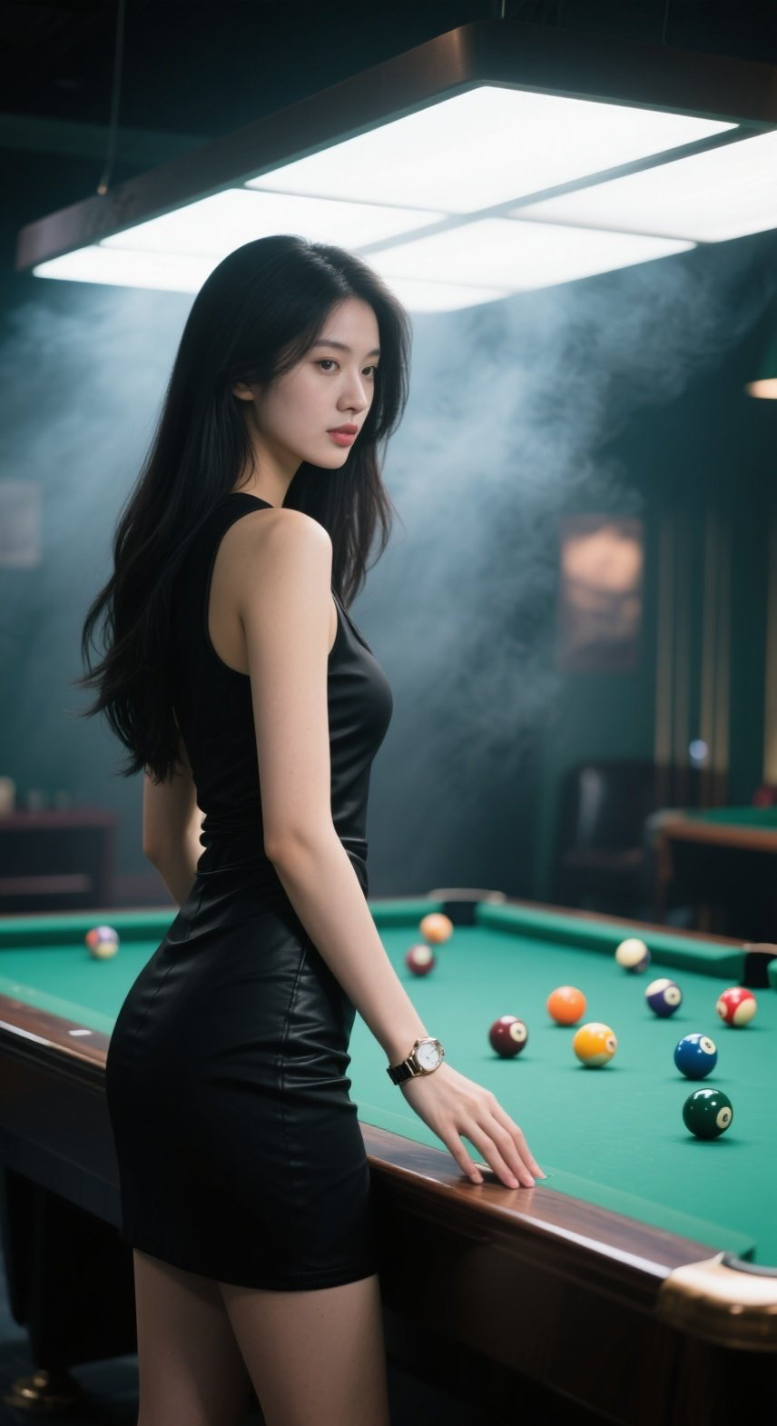 台球美眉巧走位，灵动双眸会说话