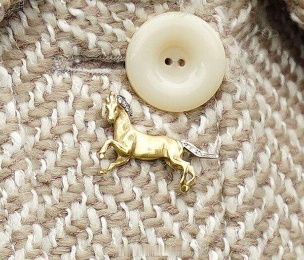 英国安妮公主的黄金马胸针，就是一只立体的骏马，主体为黄金材质，马鬃毛和尾巴用了点