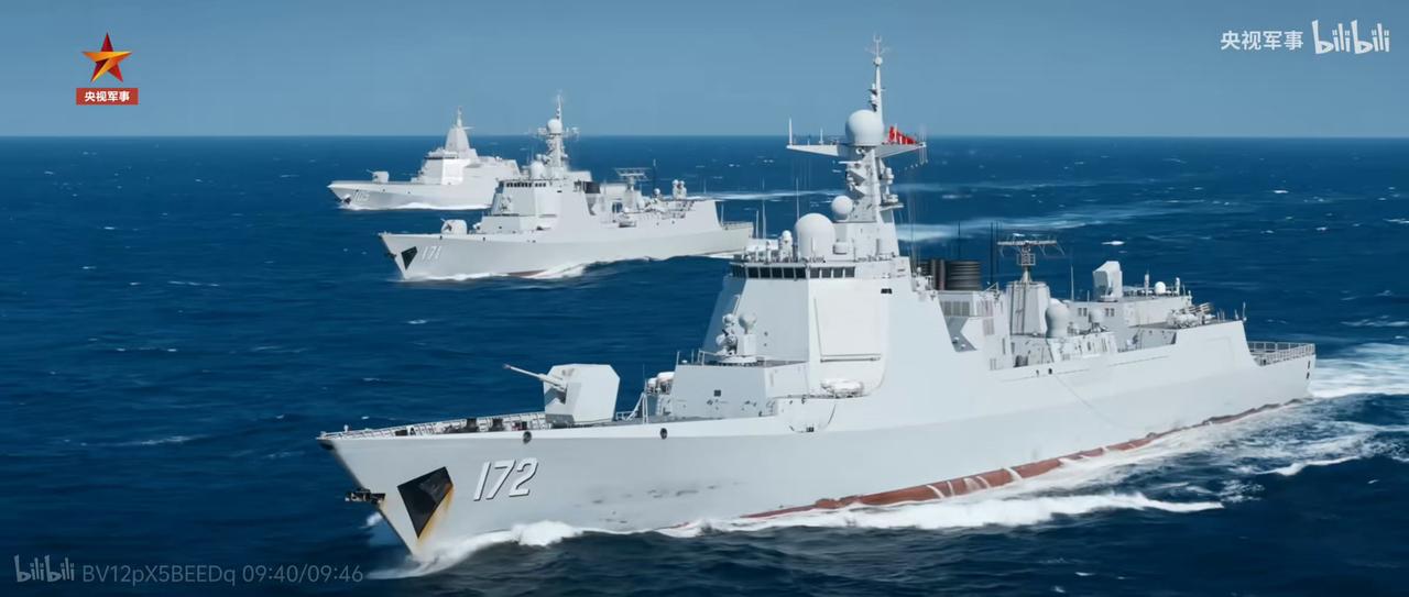 壮观的052C、052D、055编队组合，纵横万里、压到一切的气势！