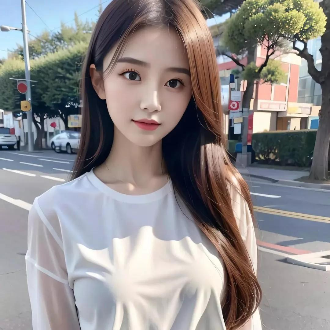 阳光下的白T少女，青春洋溢，活力满满！纯真美少女秋日少女照阳光少女照白T恤