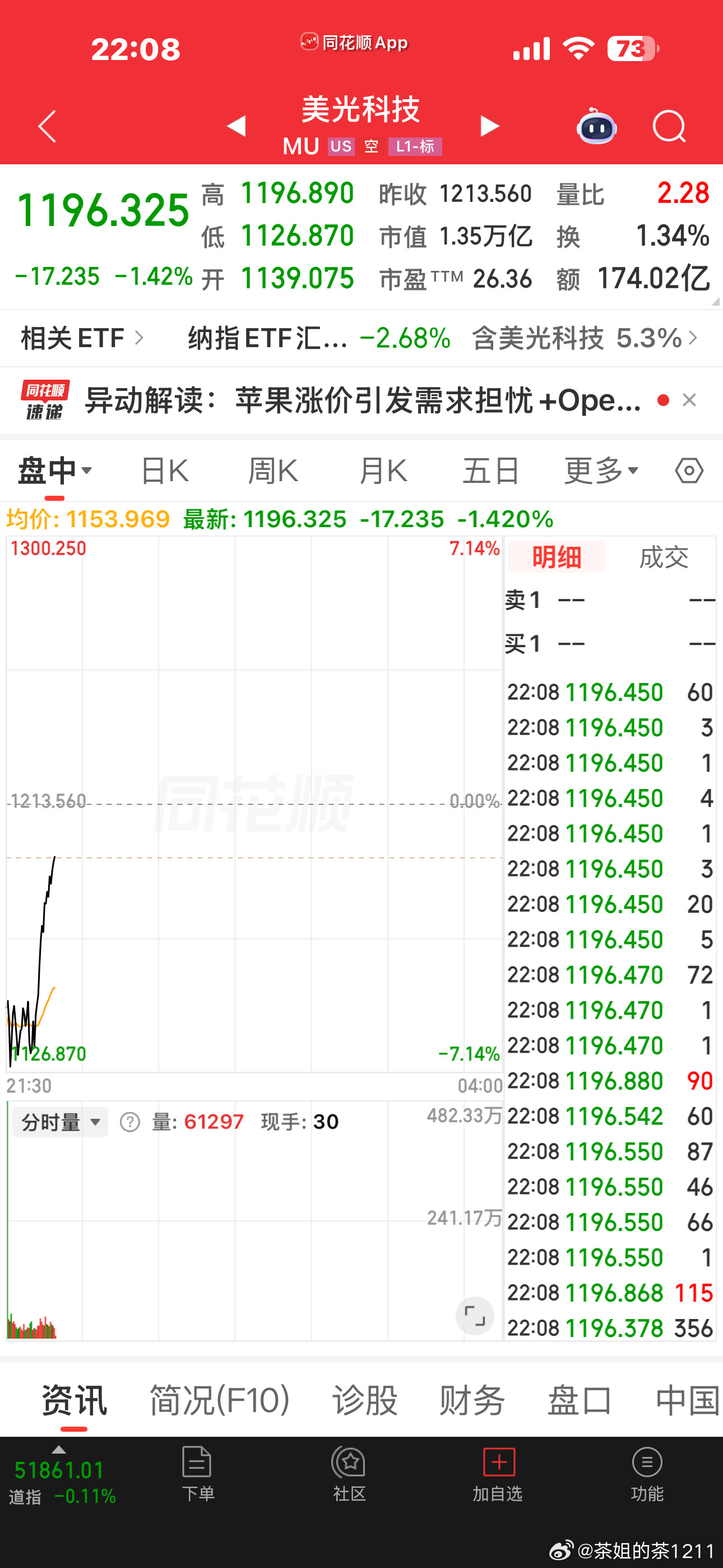 我去，美光要红了简直无敌了，YYDS达子能红不？