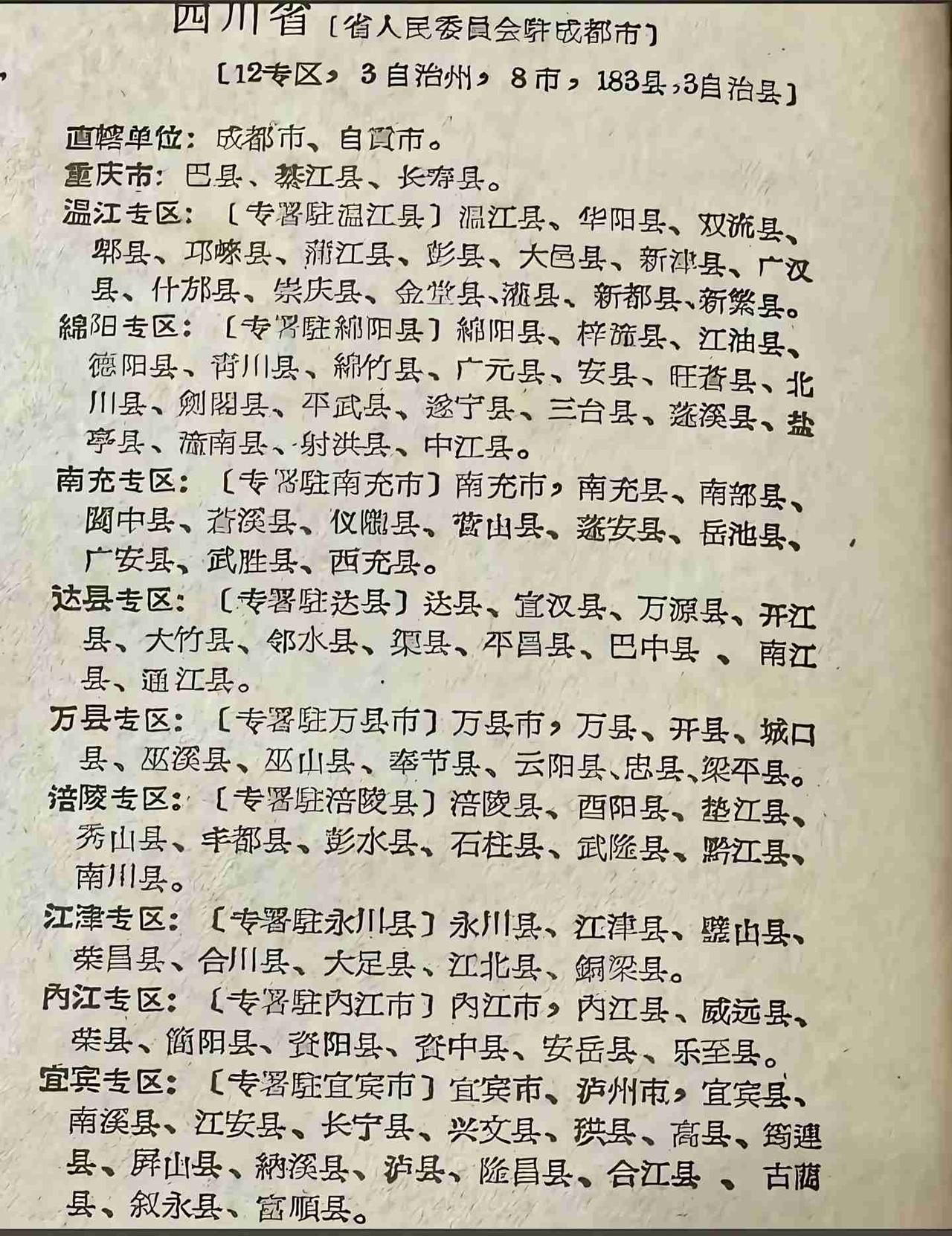 大家可能不知道，重庆市以前属于四川省。那原来的四川省究竟有多少个行政区域呢？我们