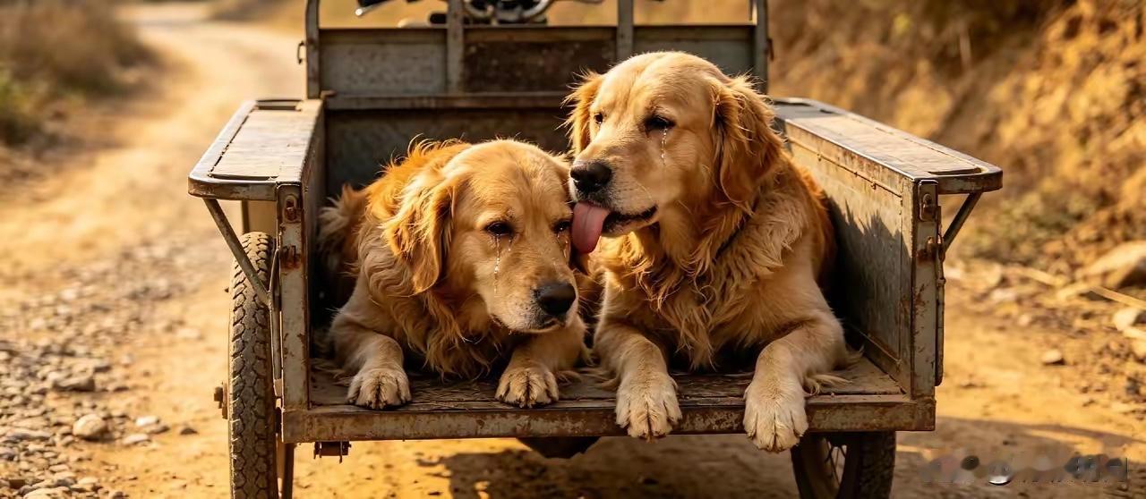 狗主人将两只金毛卖给狗肉馆，刚拉走一只金毛流下绝望的眼泪，另一只不停为同伴舔干眼