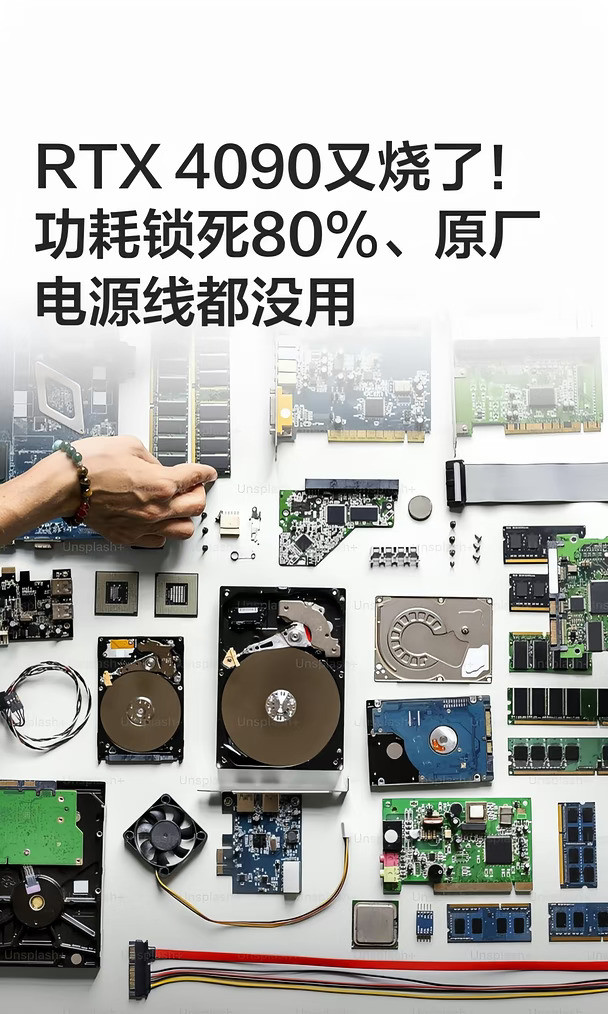 RTX4090又烧了！功耗锁死80%、原厂电源线