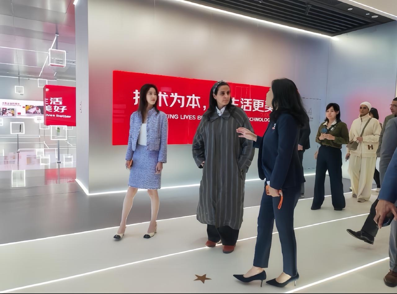 京东CEO许冉和章泽天陪同到访的卡塔尔公主卡塔尔公主玛雅莎昨天去了京东美术馆