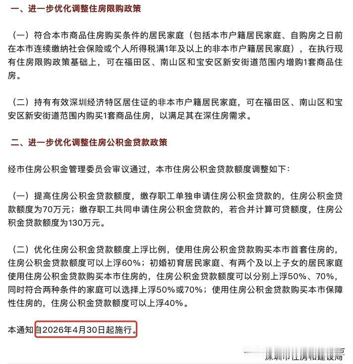 重磅！深圳连夜出台楼市新政！核心区限购松绑，公积金贷款额度大幅提升🔥刚刚