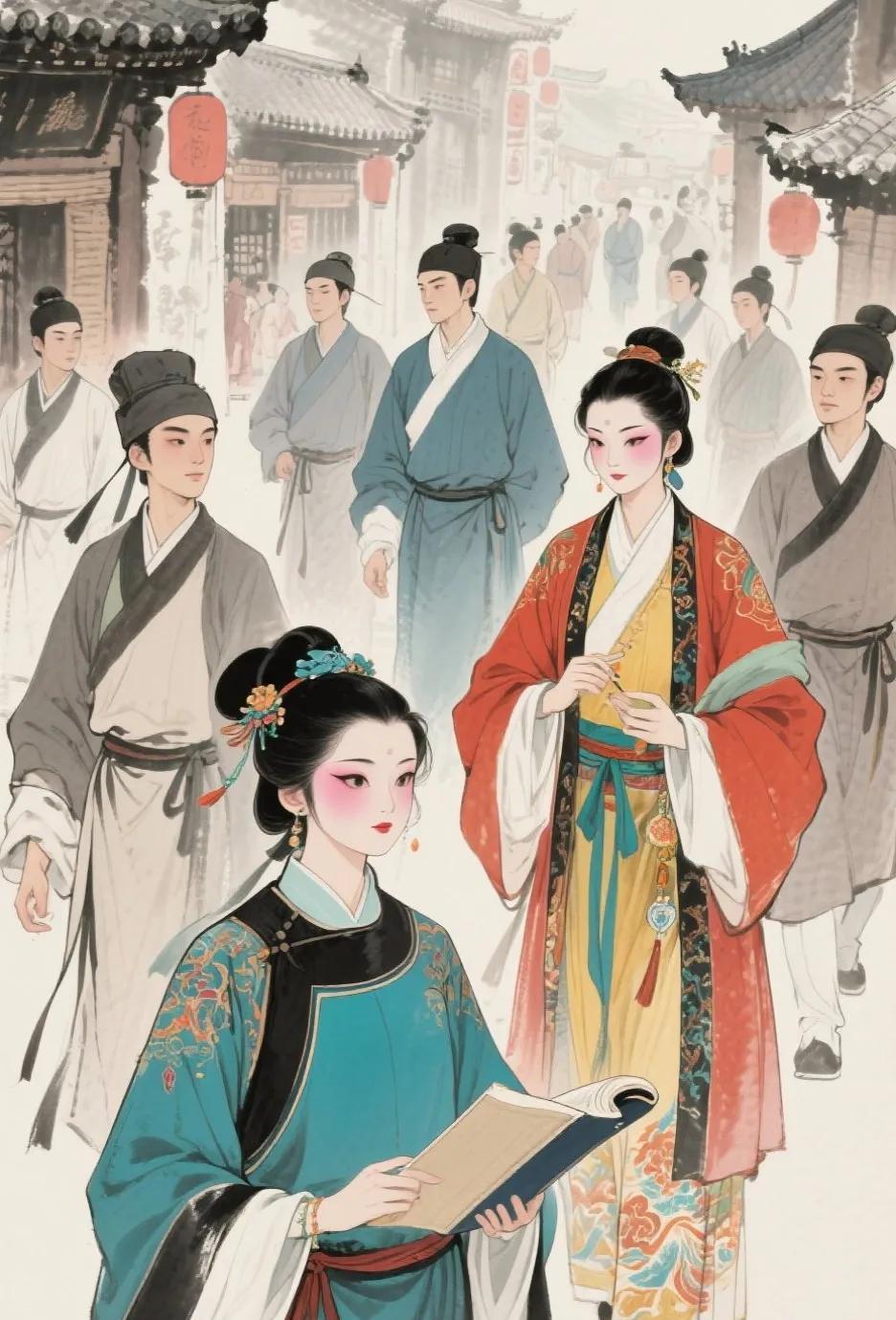 明朝万历年间，江南城市出现了“服妖”，很多读书人都涂脂抹粉，穿着艳丽，大红大紫，