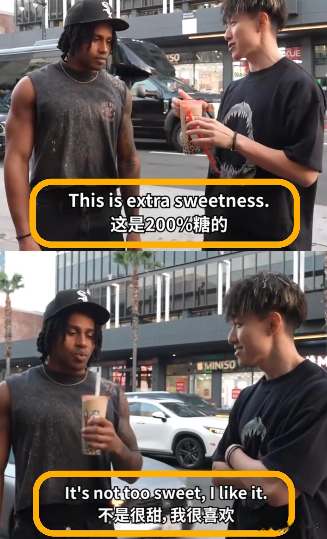 美国人吃糖的程度，我们是真比不过[笑着哭]！蜜雪冰城这段时间，刚到美国开了新店。为