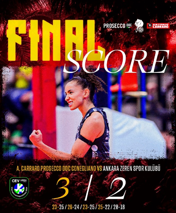 最惊险开门红！2025-26赛季女排欧冠正赛小组赛第一轮D组，科内利亚诺3-2（