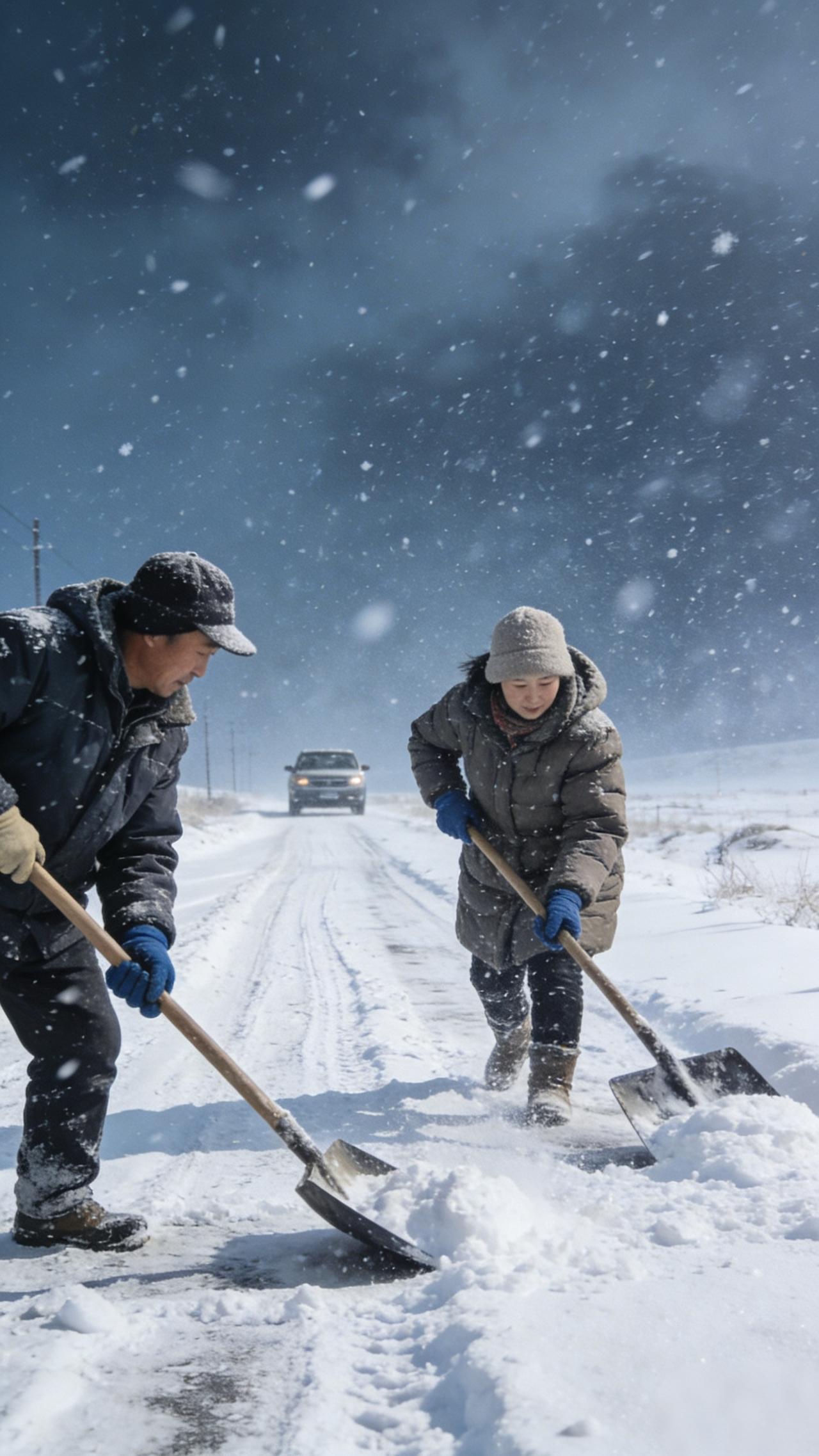 风雪5小时铲出的是父母最沉的爱内蒙古暴风雪封路，一对父母为送女儿返校，在零下