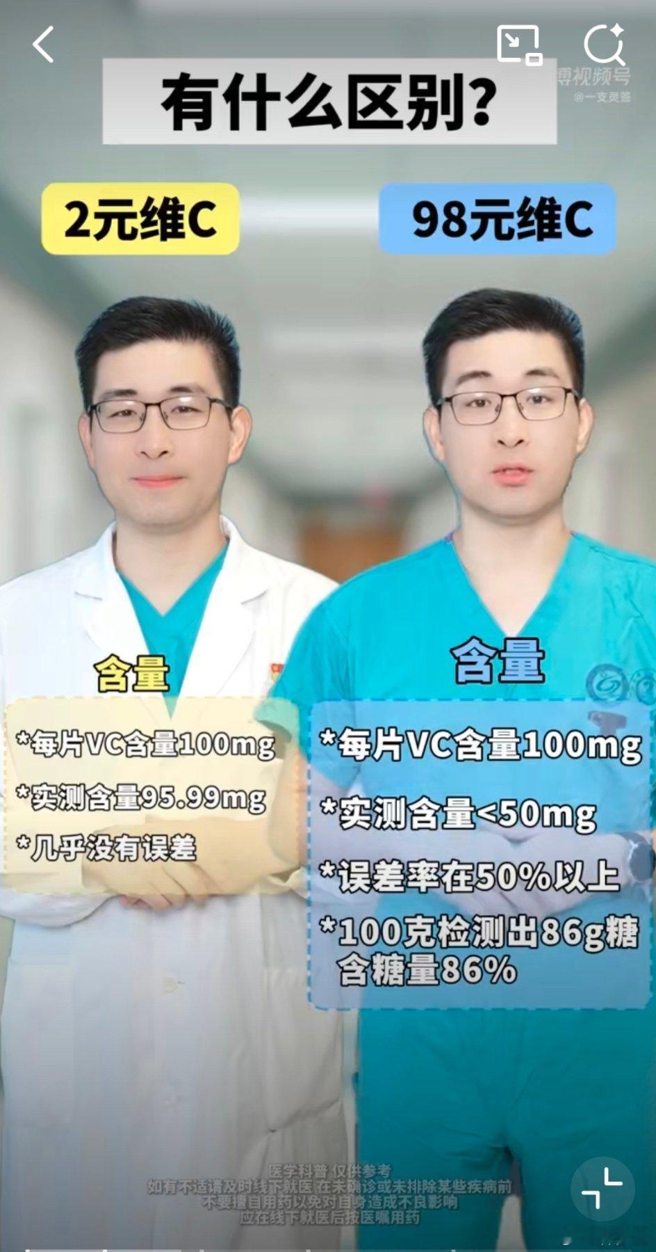 2元维C和98元维C的区别省流，2元的是真维C，OTC标志。98元的，是一瓶糖，