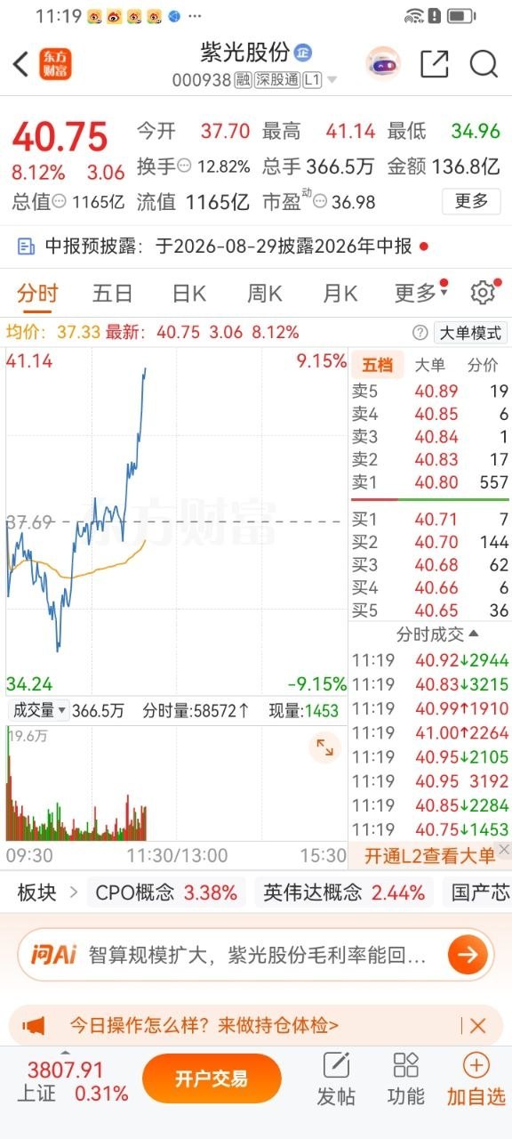 兄弟们！紫光股份起飞了！你们在车上吗？在的点赞回复178！大腿拍肿回