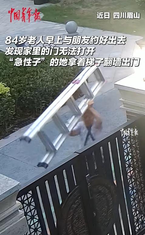 万万没想到！四川眉山一位84岁老人和姐妹约好出门，临走却发现院门断电打不开。为了