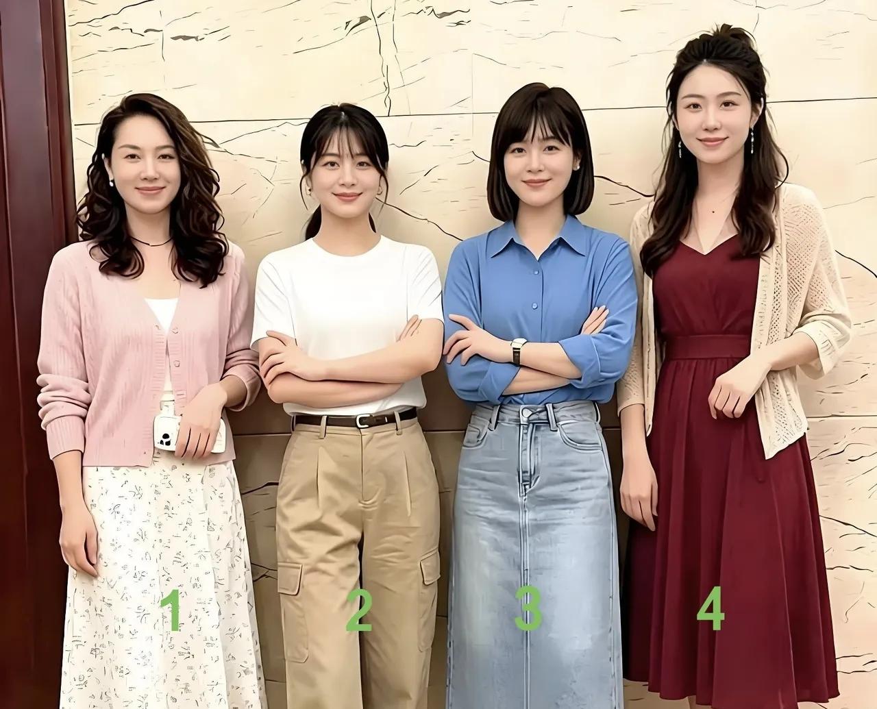从这四位30多岁40岁来岁里的美女中，选出了一个做伴侣，1号，2号美女嫁妆10万