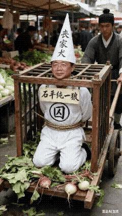 自从石平被制裁以后，网上石平的形象就多了起来，我感觉这个最好的，已经押到菜市口了