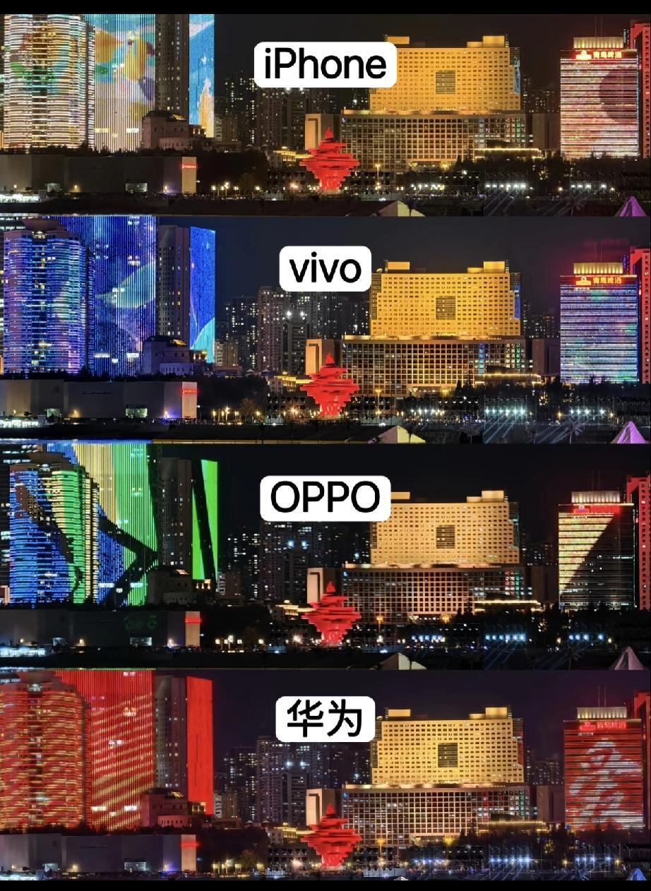 四家夜景对比，这次vivo是全科学霸？📝个人觉得：vivo＞iPhone＞
