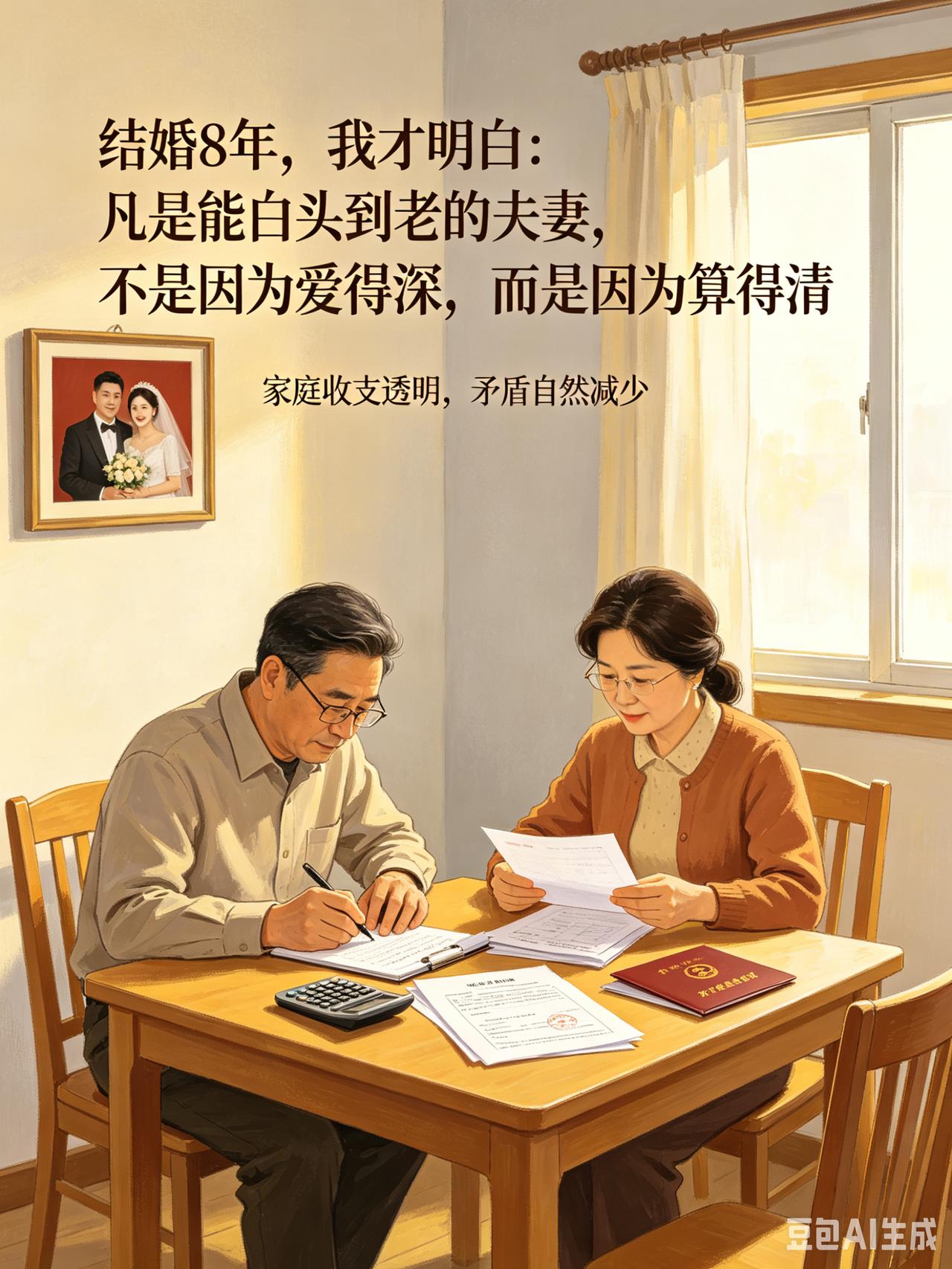 结婚8年，我才明白：凡是能白头到老的夫妻，不是因为爱得深，而是因为算得清。昨
