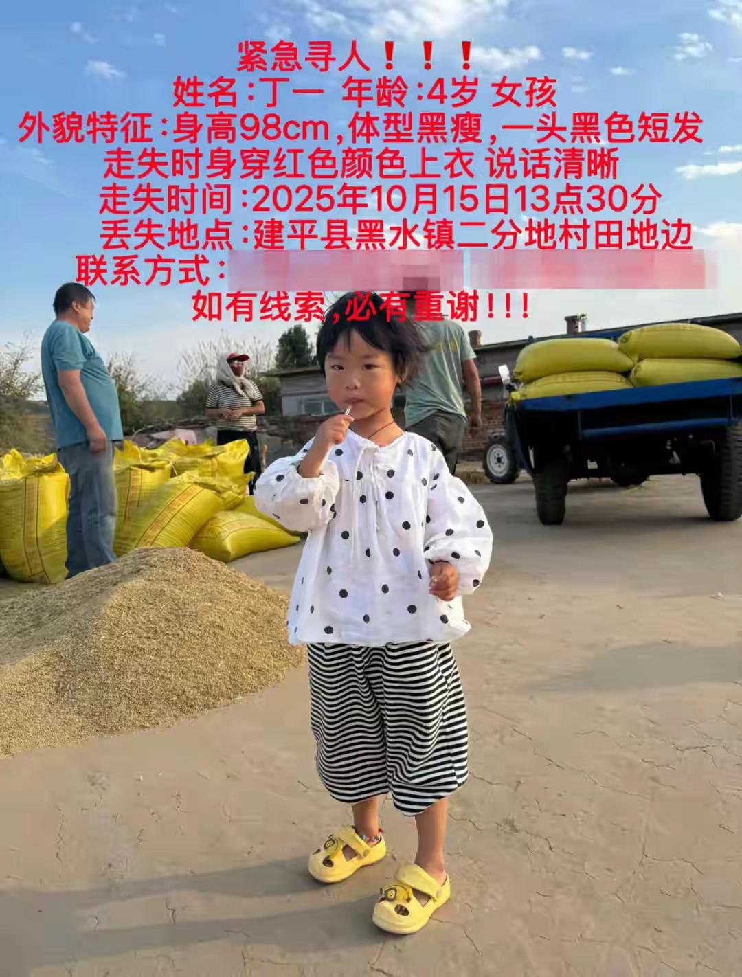 《辽宁黑水四岁女孩失联至今未找到》就在这个平凡的秋日午后，一则令人揪心的消息瞬