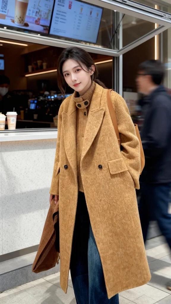 ootd女生穿搭大衣控显瘦穿搭韩系穿搭通勤搭配