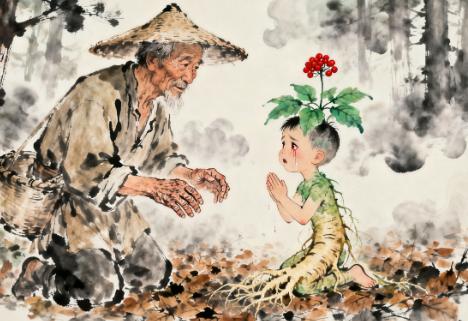 1913年，有一采参人进山采药遇见一千年人参，欲将它采摘回去，不料千年人参竟开口