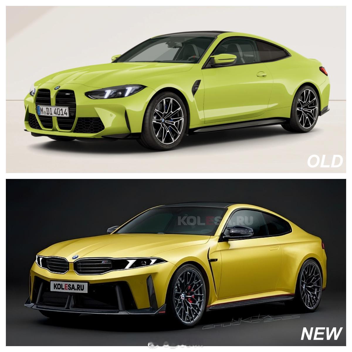 全新一代宝马M4渲染图全新一代宝马M4渲染图，新老对比，大家觉得哪个设计更帅
