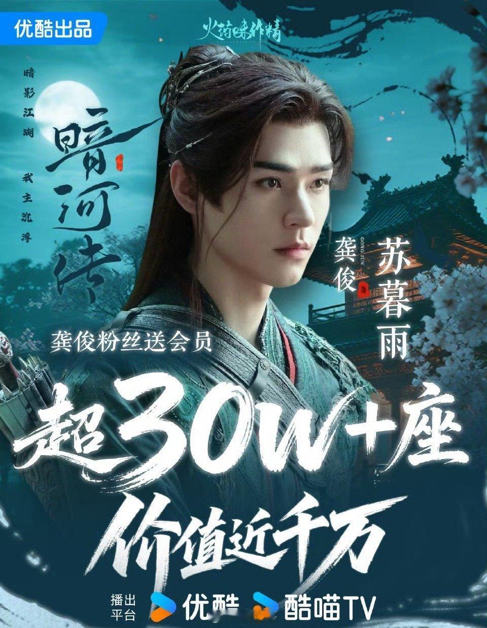 龚俊粉丝包场30万座支持暗河传果真是偶像和粉丝的双向奔赴啦！龚俊的新剧《暗河传