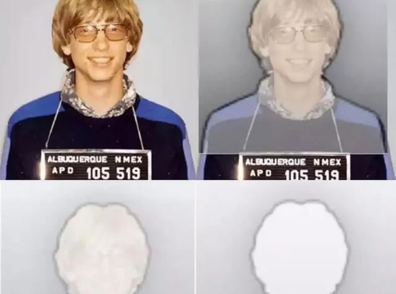 1977年，比尔盖茨因无证驾驶被捕。2010年，他灵机一动，把被捕时拍的大头照边