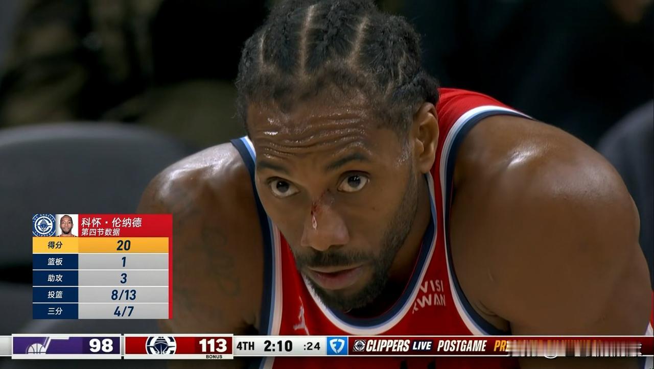 快船超级巨星伦纳德真是太过分了！在今天快船主场迎战爵士的比赛中，伦纳德在第四节比