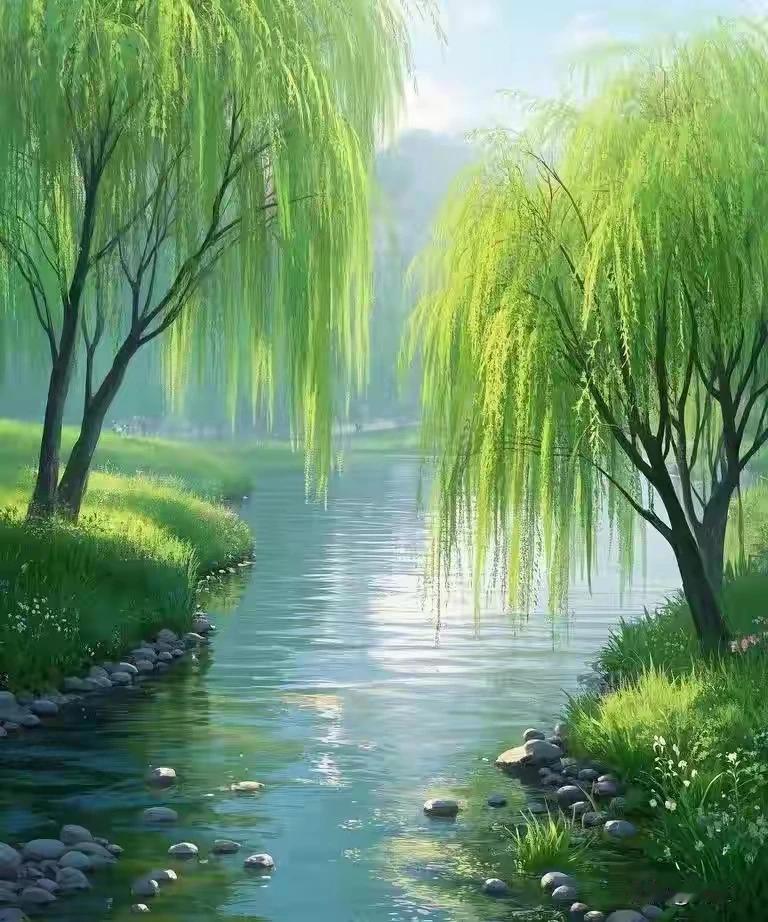 上联：几丝暖风拂柳梢下联：一帘疏雨润繁花