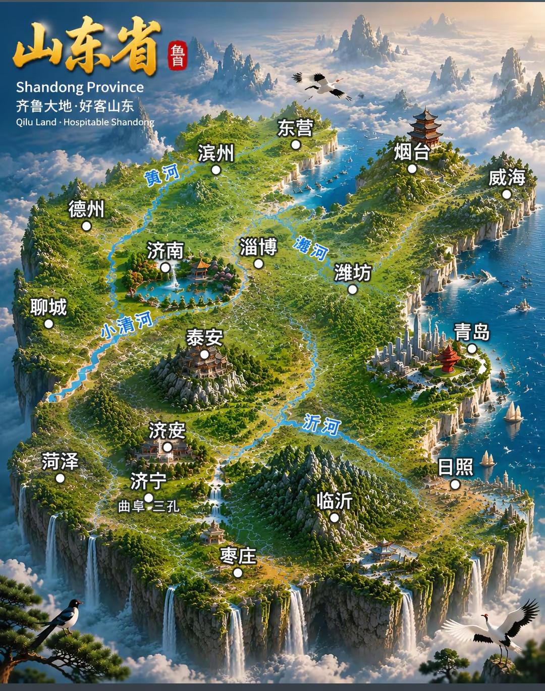 山东省地形真的藏着很多巧思，完全不是大家印象里一马平川的北方平原。全境山地约占