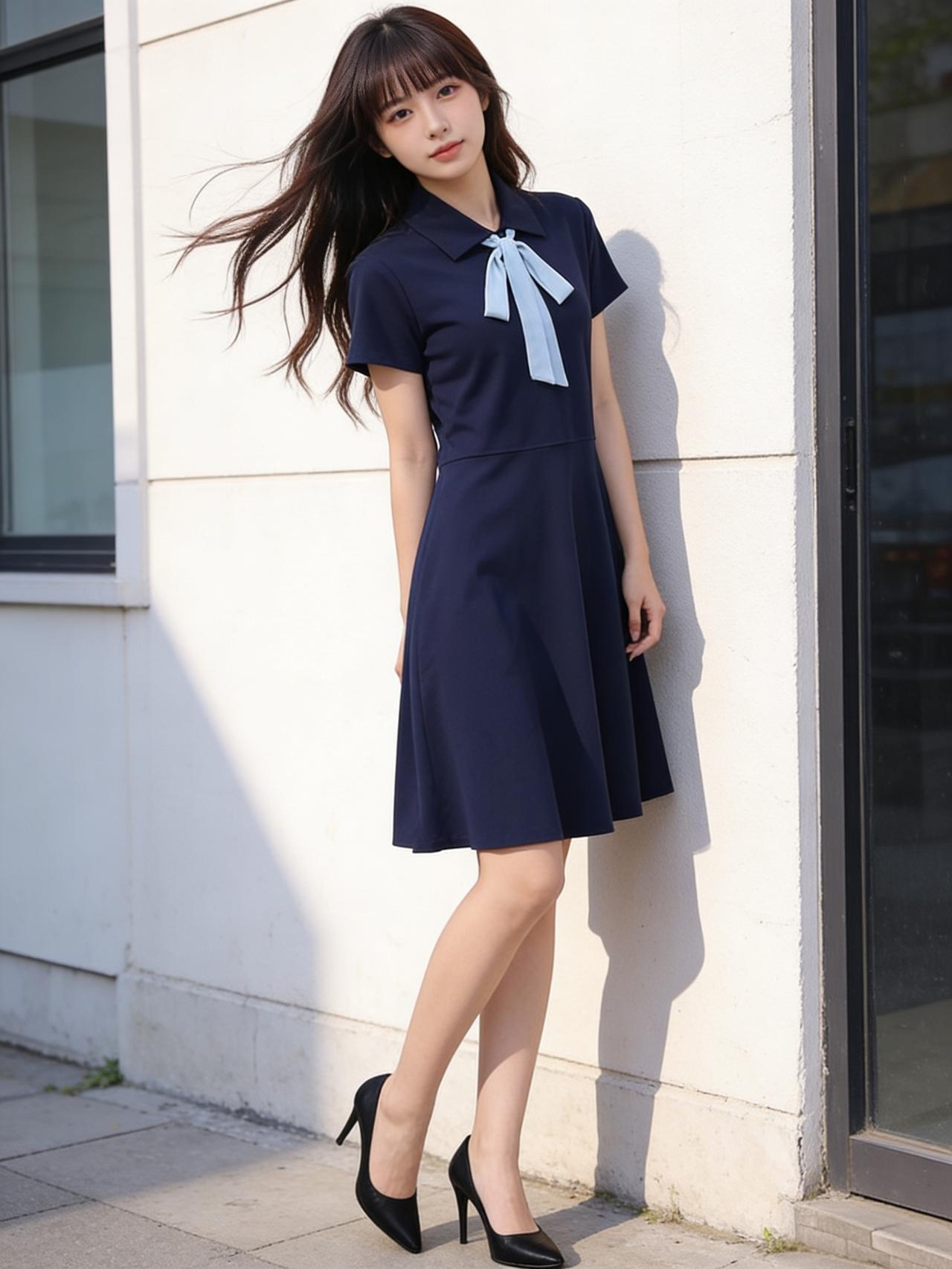 一抹静谧蓝，如晴空般清新，似海洋般深邃。蓝色连衣裙，或飘逸雪纺，或挺括棉质，勾勒