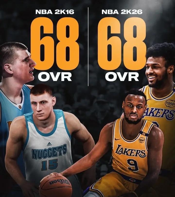 布朗尼未来可期啊美媒体美媒BF在社交媒体上晒出一组数据：约基奇NBA2K16中