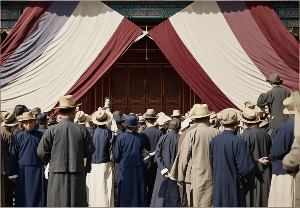 1925年10月10日，故宫博物院成立典礼的现场，北平各界人士与民众齐聚在紫禁城