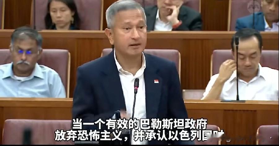 关于承认巴勒斯坦国，还是新加坡外长说的比较客观。近日，新加坡外长维文在谈到新