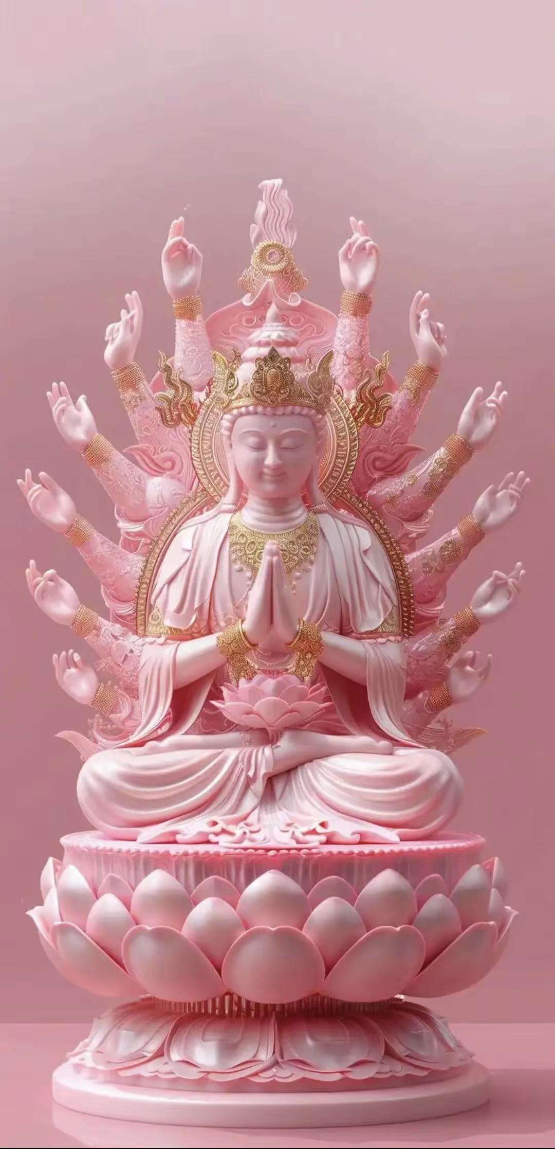 手机壁纸～千手垂慈，莲台稳坐，不同风貌的法相，藏着同样的悲悯善心。承蒙观音庇佑，
