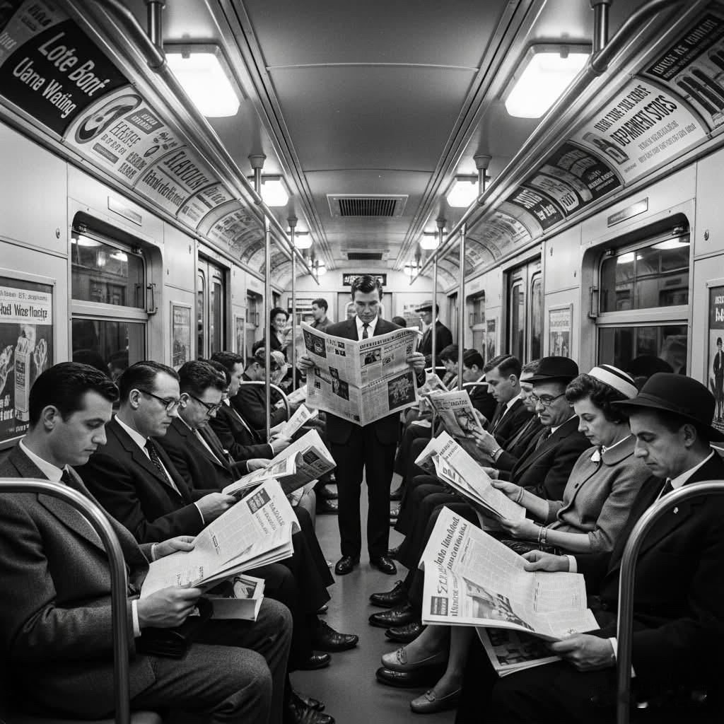 这张照片是美联社摄影师JacobHarris拍摄的著名历史照片，名为《通勤