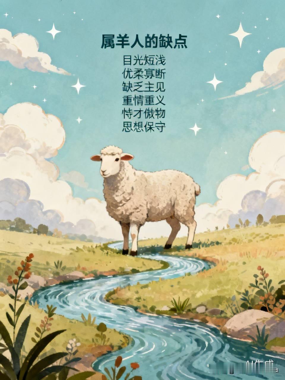 属羊的人缺点还挺多。首先是目光短浅，他们天性乐观又懒散，心里想成功，却缺乏长远规