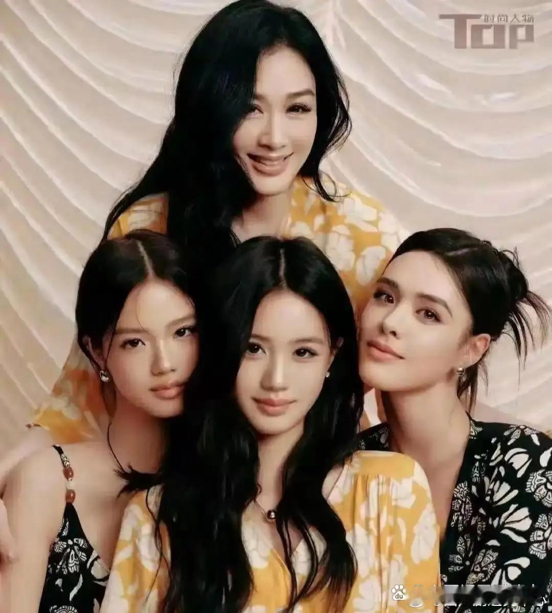 钟丽缇的三个女儿竟有四个爸，绝了！这几个闺女都是美人坯子，特别是穿黑花色吊带的那