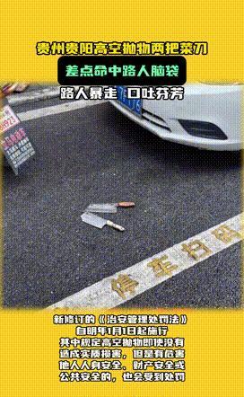 “建议牢底坐穿！”贵州贵阳，几名路人正在街边聊天时，谁料两把菜刀突然从天而降！一