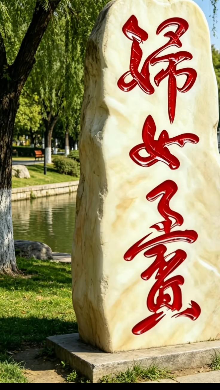 锦绣女子，赏心悦目。公园上石头上有几个大字，谁能读出来就不一般。[作揖][玫瑰]