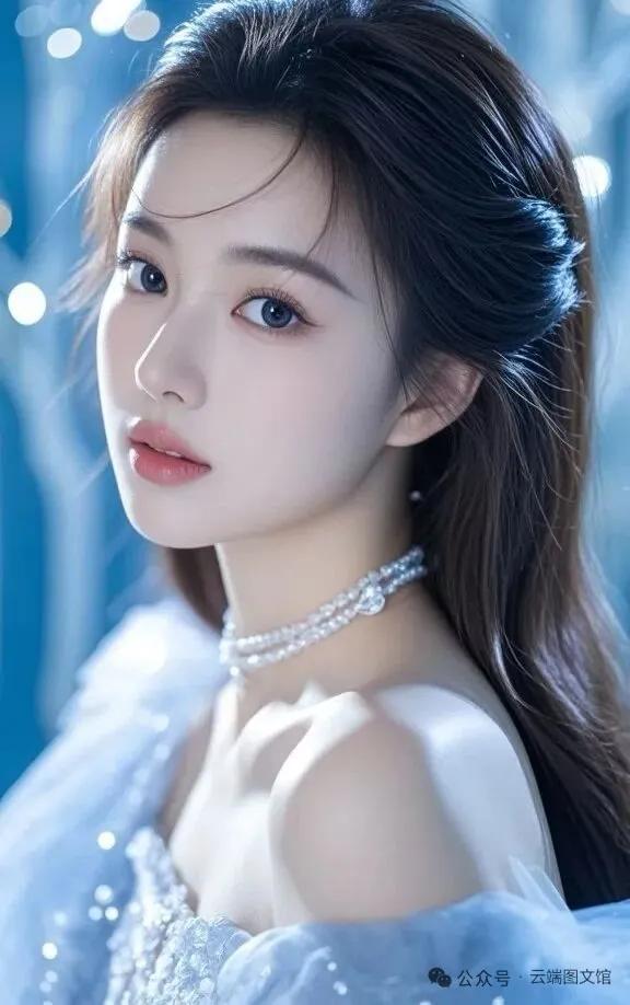 梦幻蓝光下，仙气飘飘的少女🌟✨