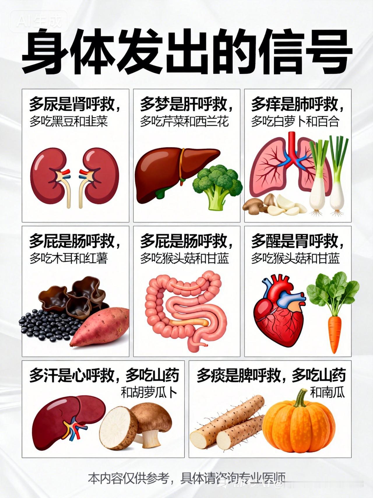 身体不适，多吃对应食物缓解。