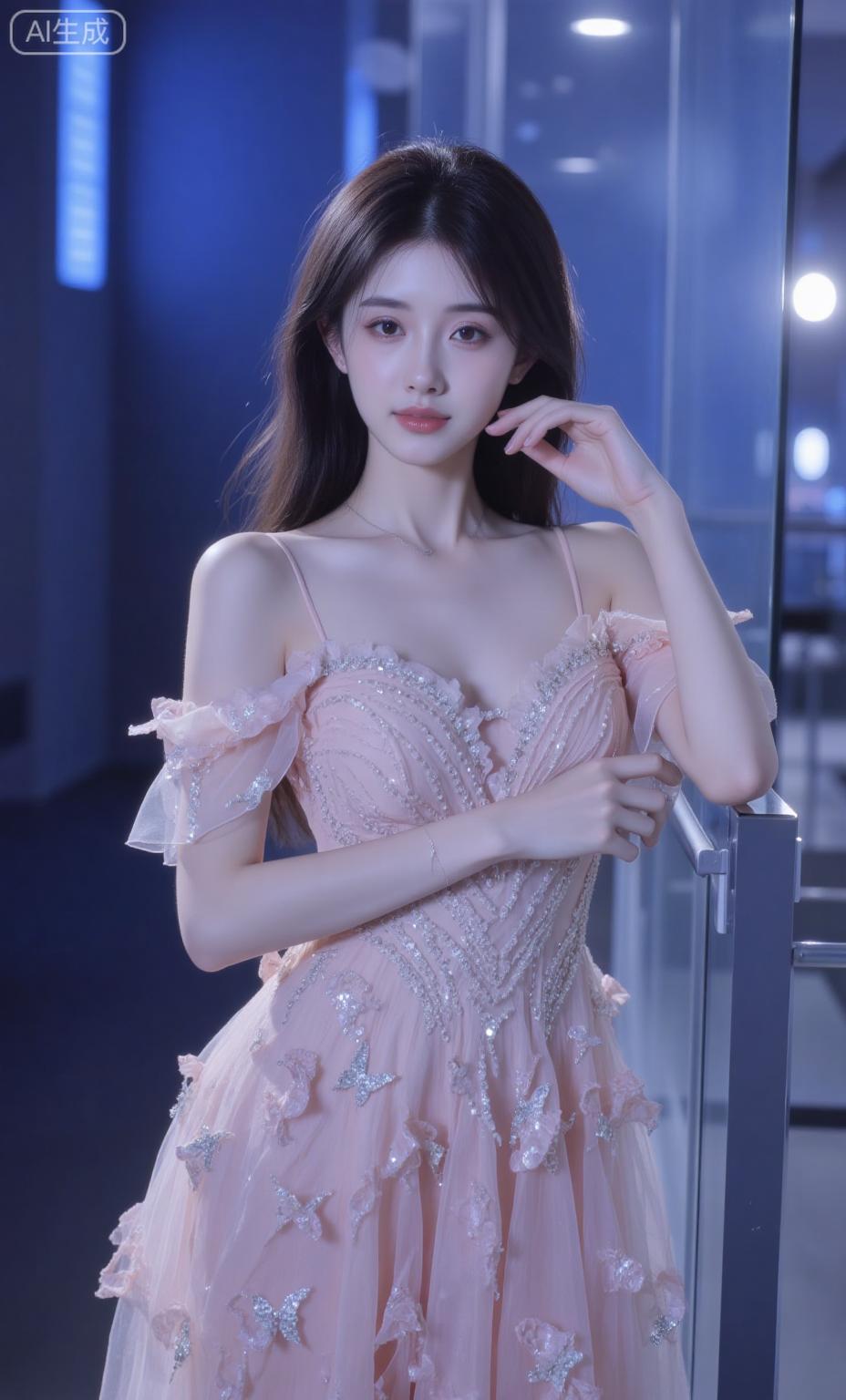 粉纱星光礼服+冷调背景=人间星光少女✨梦幻紫色礼服马卡龙色礼服粉珊瑚礼服裙